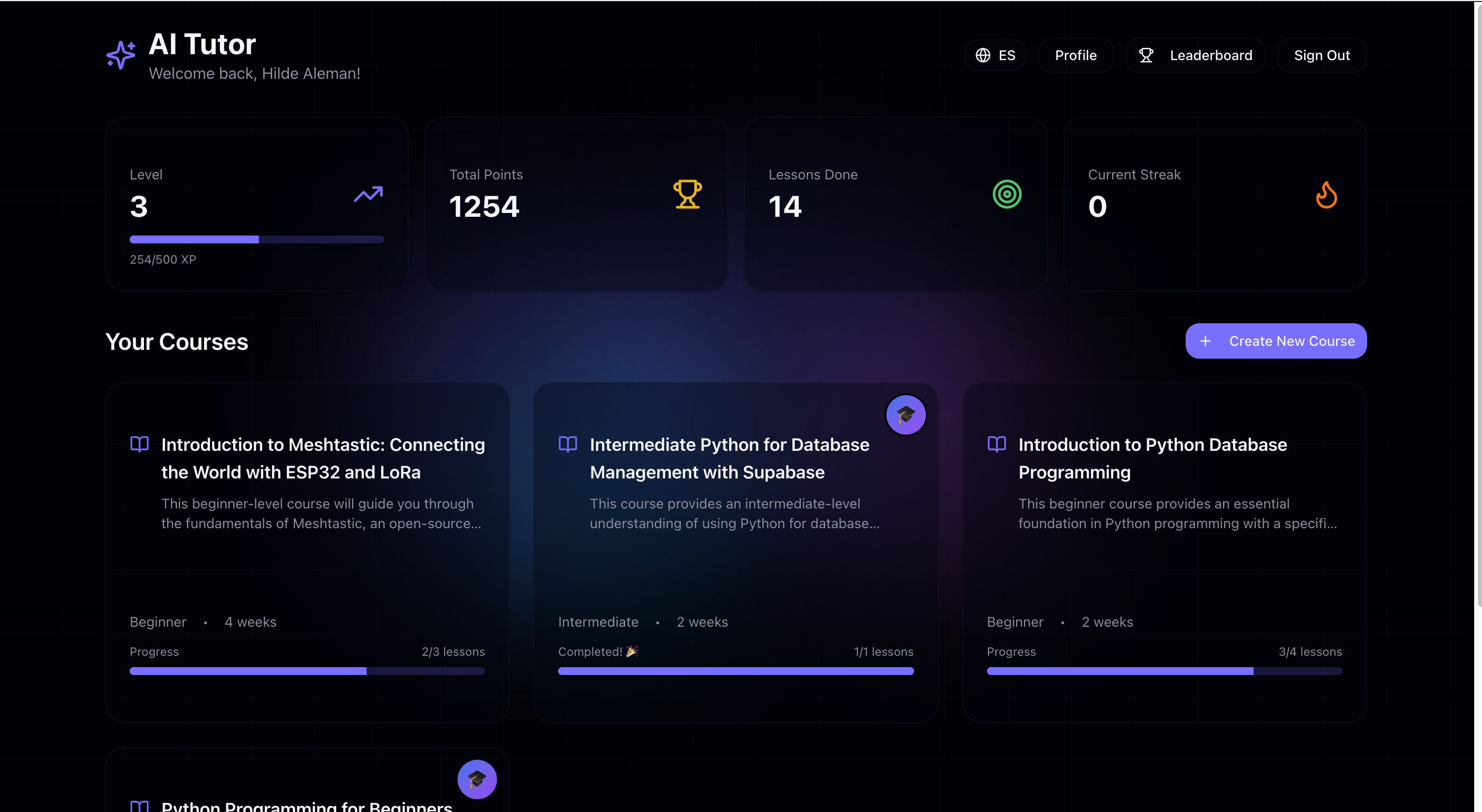 AI Tutor Dashboard