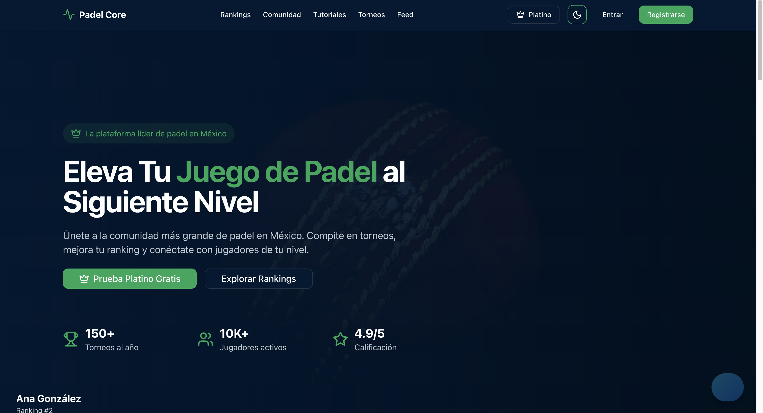 Padel Core Landing Page